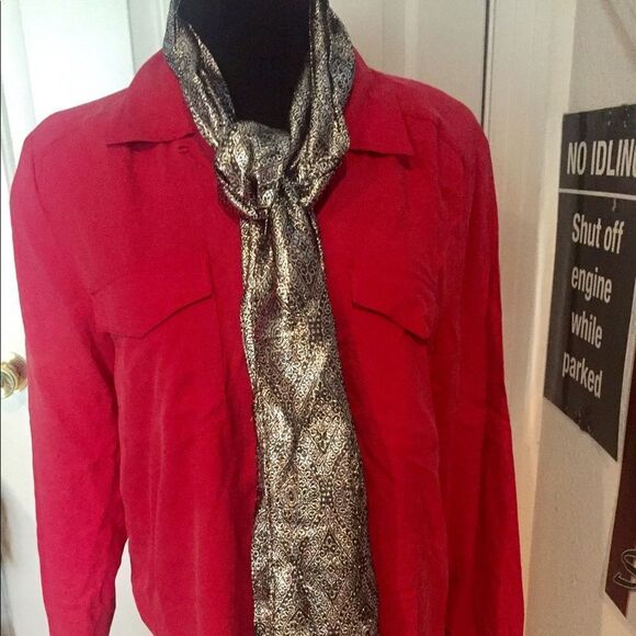 Red silk blouse by Anna & Frank size large - Picture 1 of 1